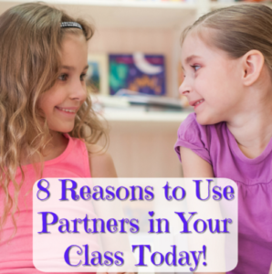Many teachers avoid using partners, but in reality, partners in the classroom make a great learning tool! Read these eight reasons to use partners, shared by our guest blogger, and decide which partner activities might work best for your students!