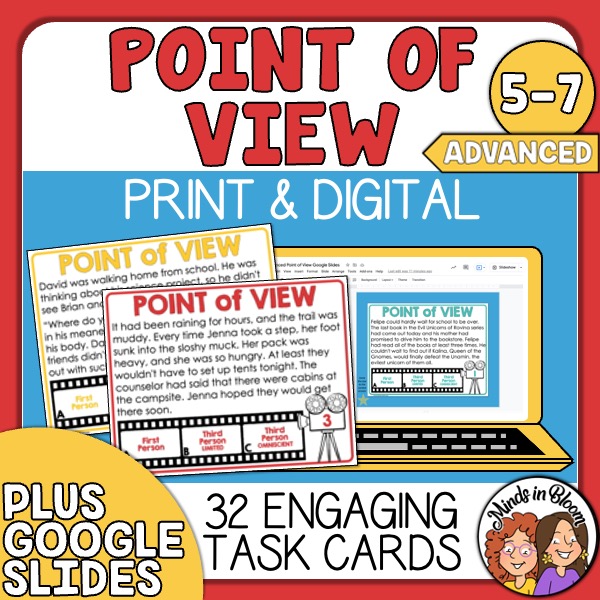 Point of View Task Cards Advanced Set 2 Print & Digital Google Slides Minds in Bloom