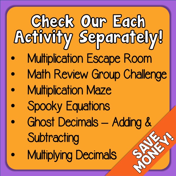 BUNDLE Halloween Math Activities Digital and Print for Upper