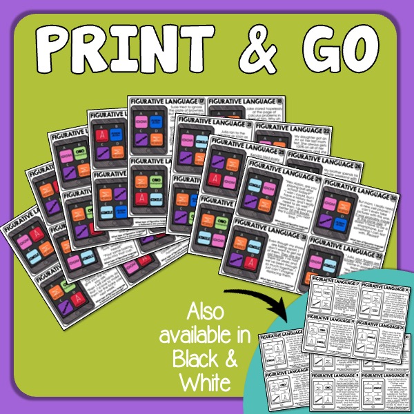 Figurative Language Task Cards Multiple Choice Print & Digital Google Slides Minds in Bloom