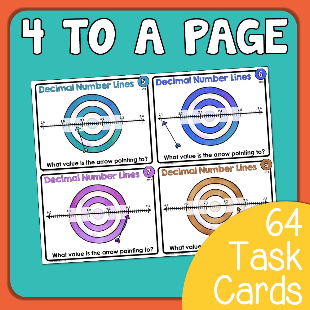 Decimal Number Lines Math Skills Task Cards Double Set! Tenths